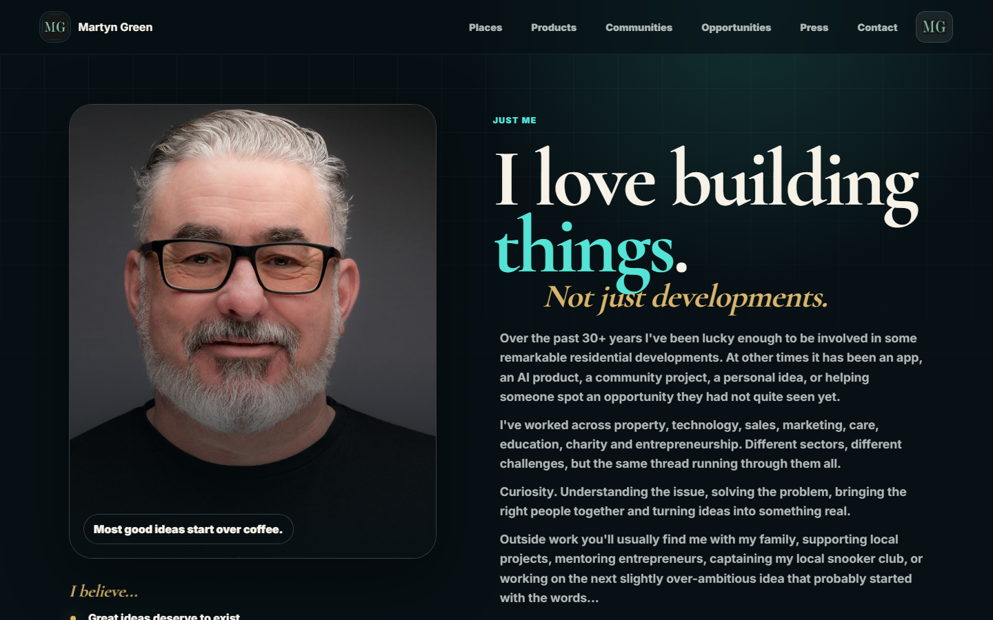 Martyn Green personal brand website home page
