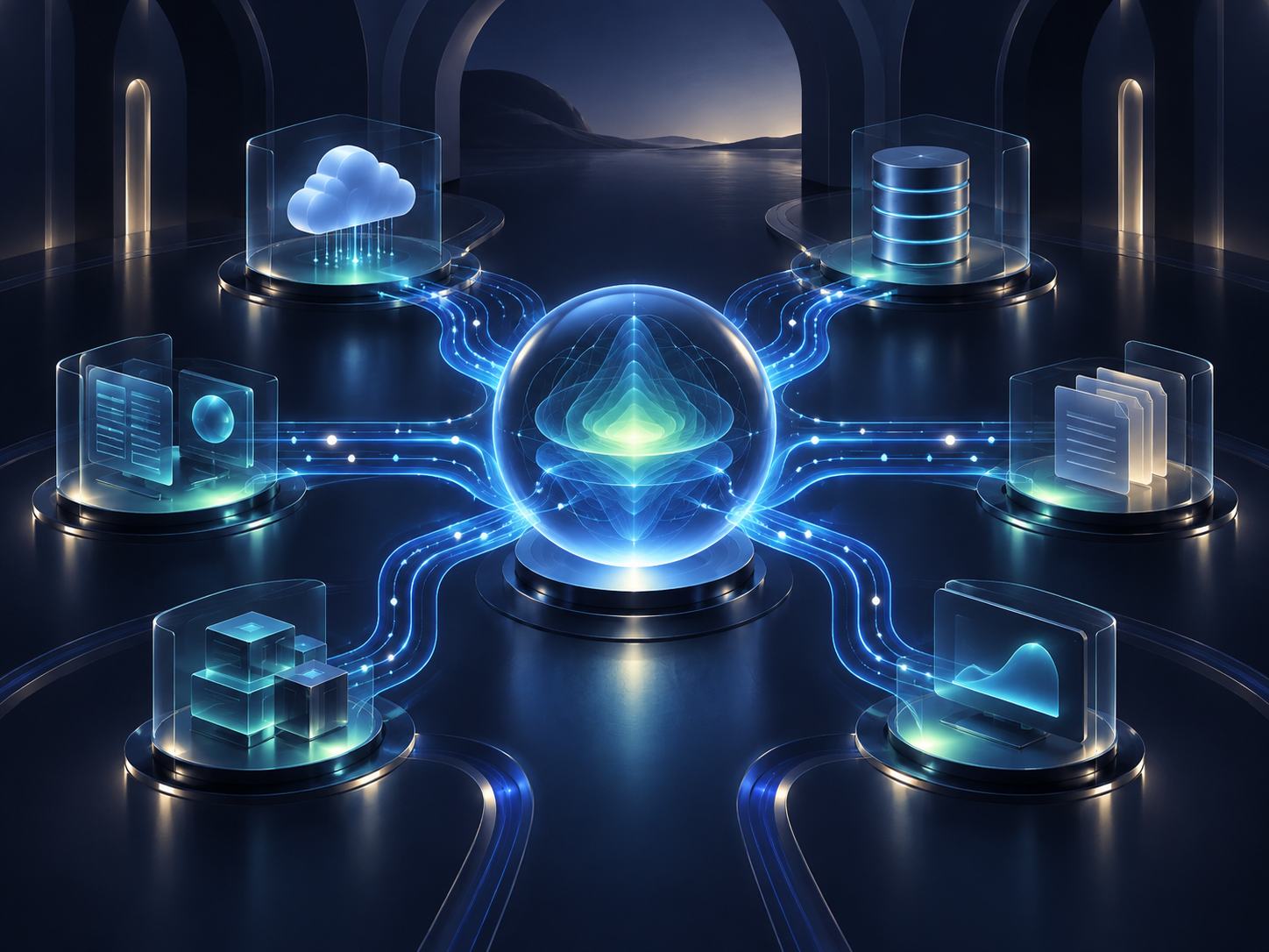 Connected digital systems flowing through an automation hub
